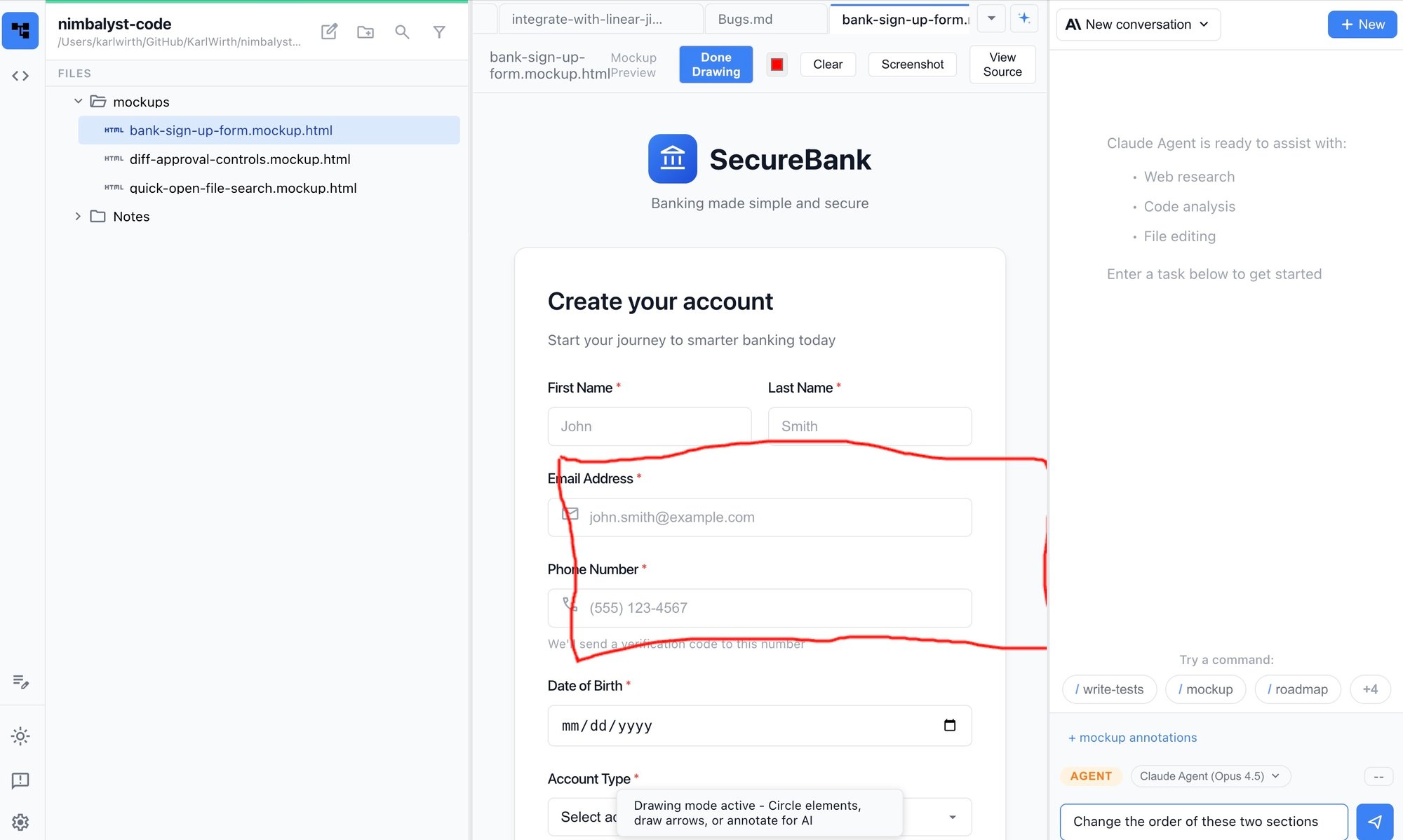 Nimbalyst AI Native Mockup Editor