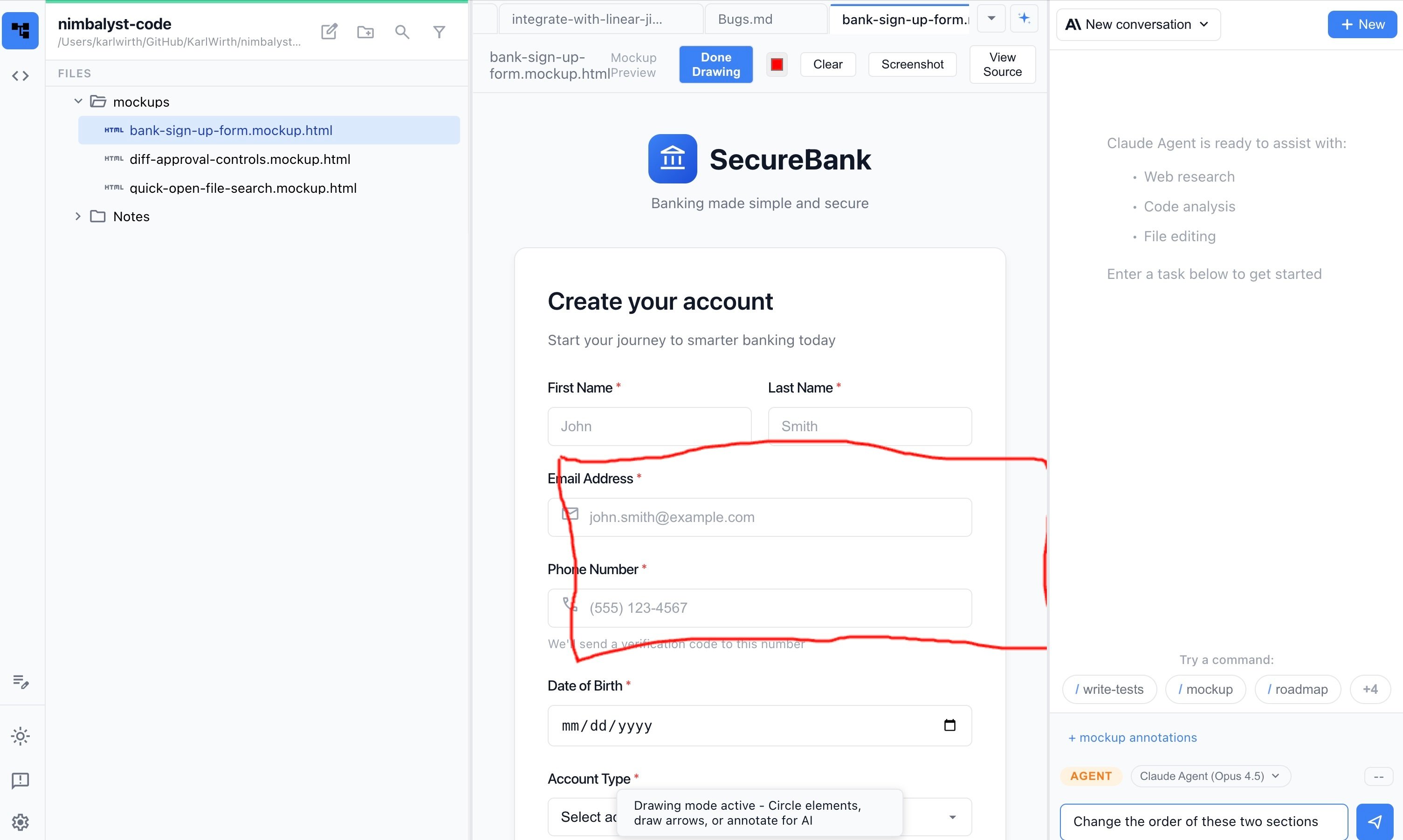 Nimbalyst AI Native Mockup Editor