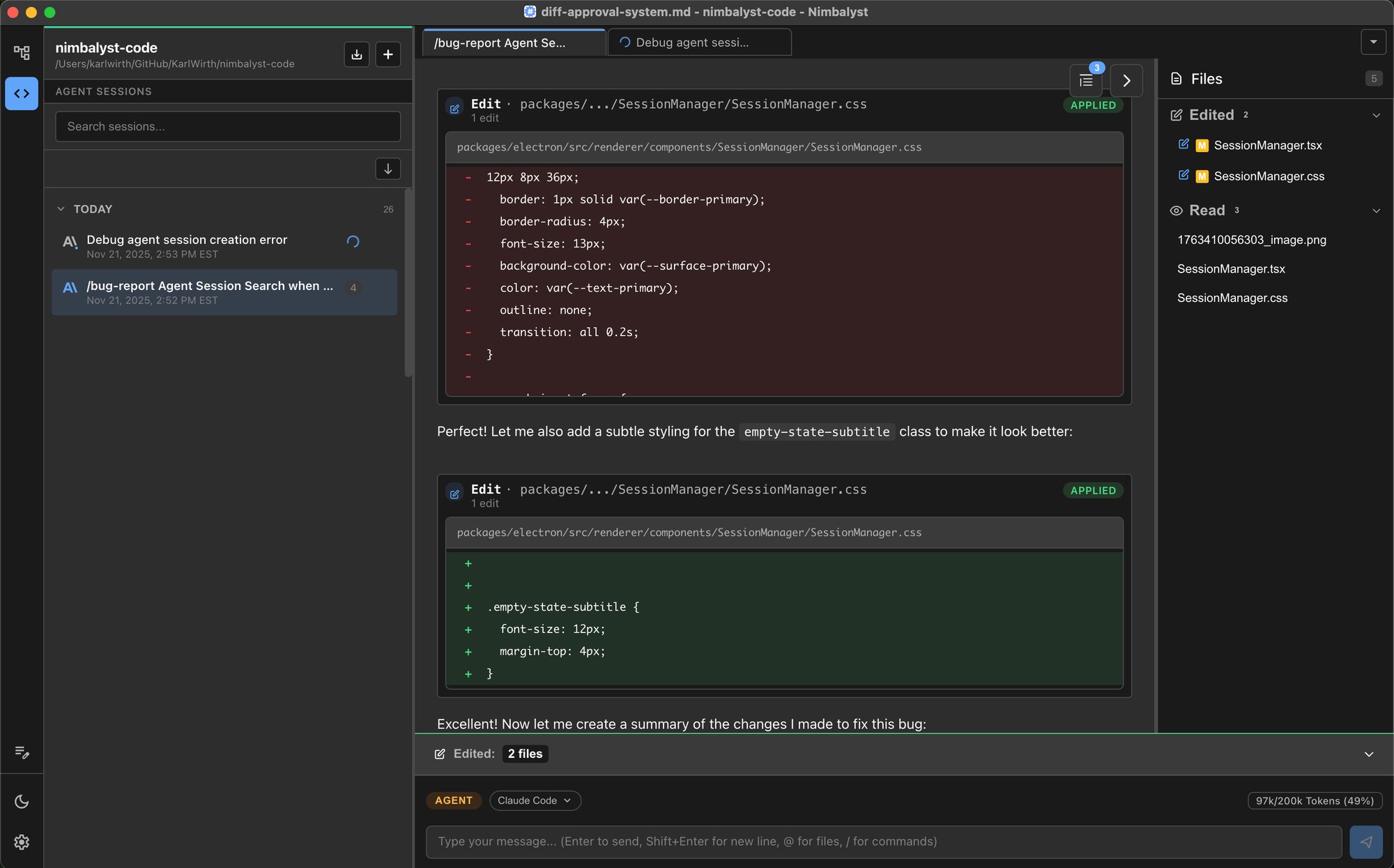 Nimbalyst Hero Agent Dark-2