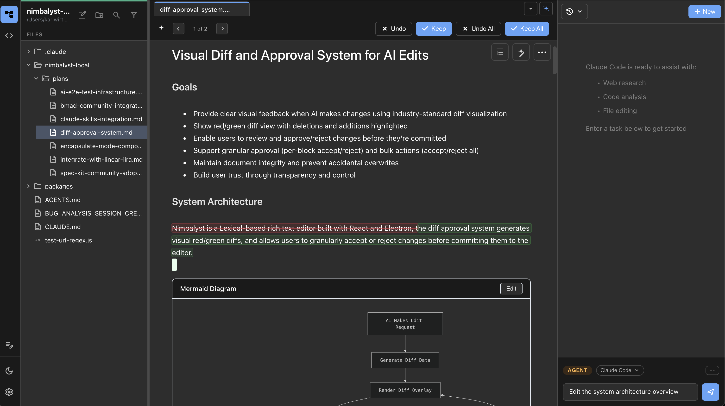 Local WYSIWYG Markdown, mockup, data model editor powered by Claude Code